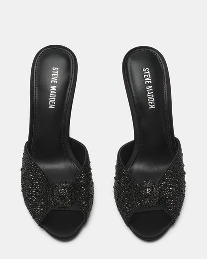 PRIYA Black Rhinestones Mule Women's Heel