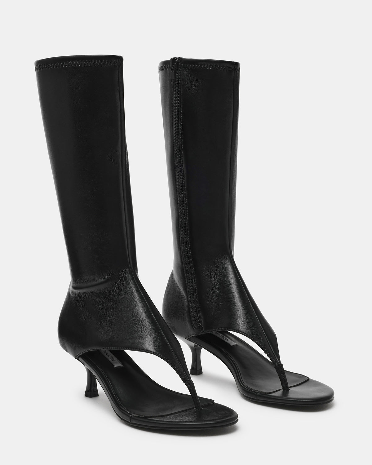 RELENTLESS Black Thong Open-Toe Boot Shaft Women's Heel