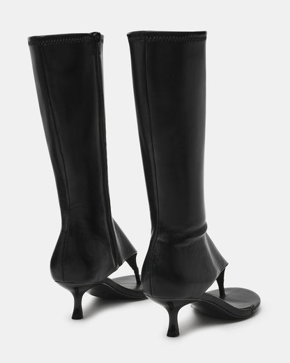 RELENTLESS Black Thong Open-Toe Boot Shaft Women's Heel