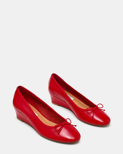 KLUTZY Red Patent Ballet Wedge Bow Round-Toe Women's Heel