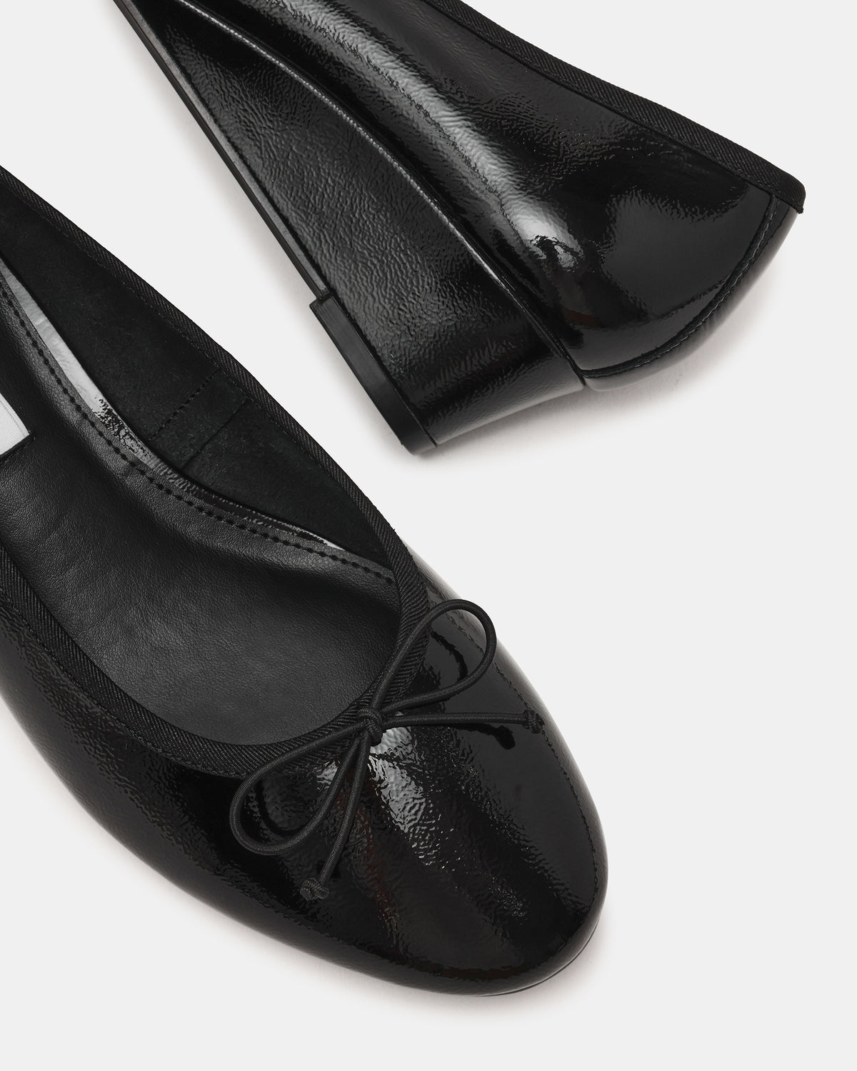 KLUTZY Black Patent Ballet Wedge Bow Round-Toe Women's Heel