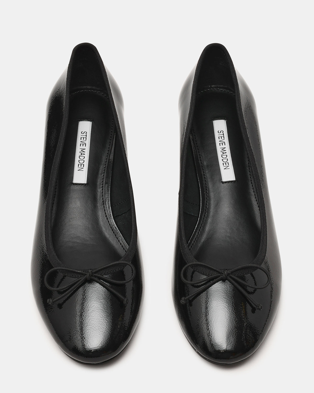 KLUTZY Black Patent Ballet Wedge Bow Round-Toe Women's Heel
