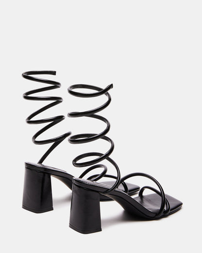 LOPEZ Black Women's Square Toe Strappy Heel