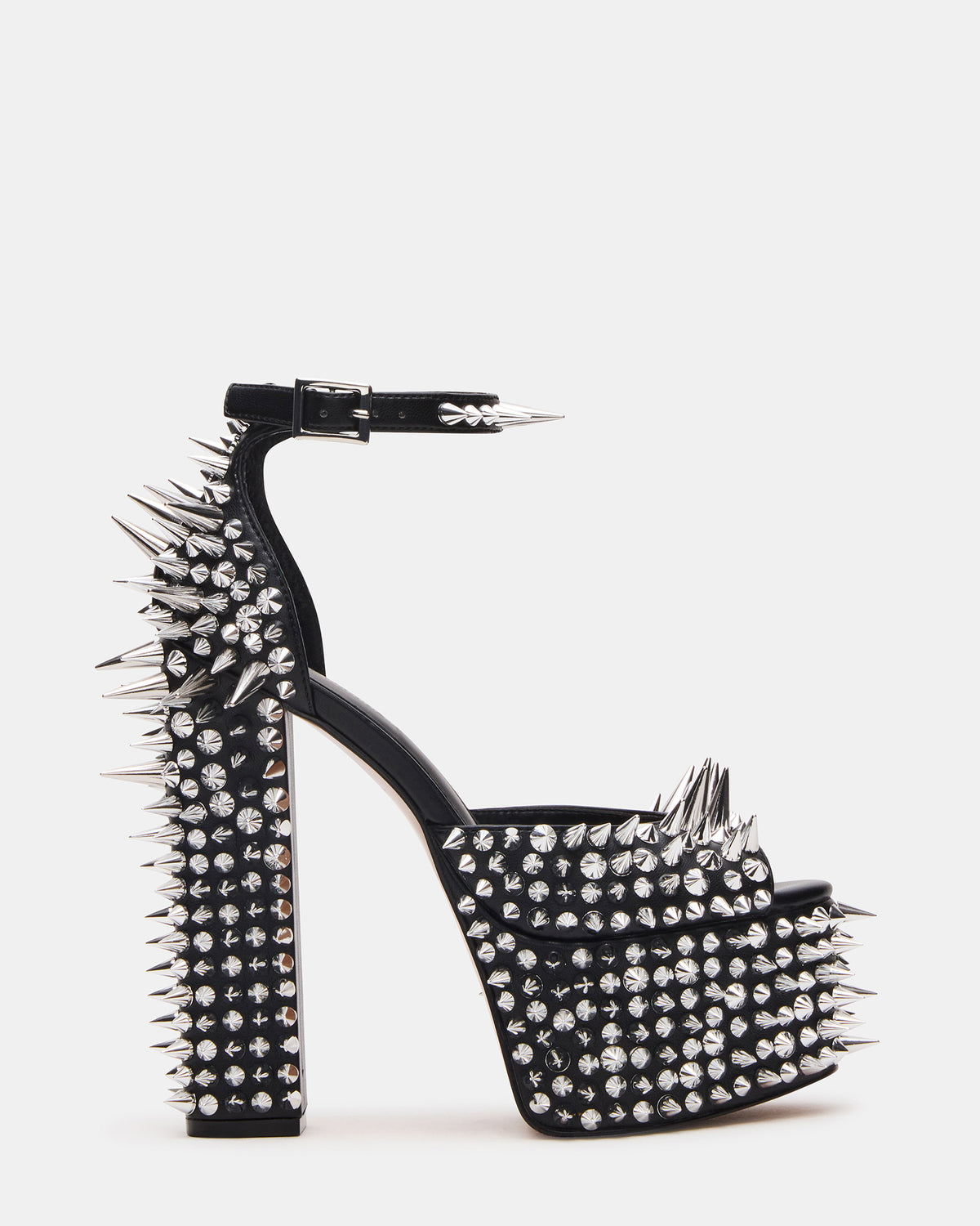 PUNK Black Platform Moto Block Heel Women's Heel