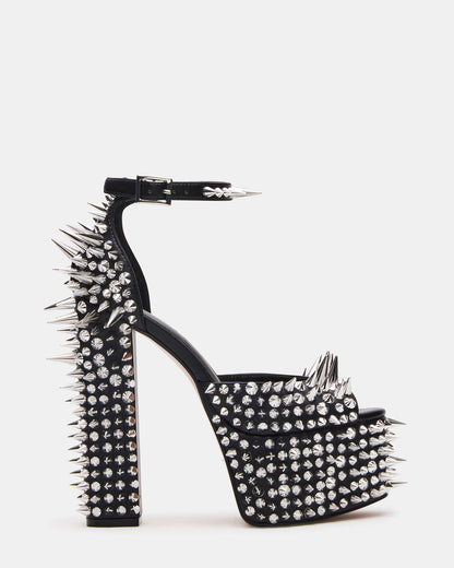 PUNK Black Platform Moto Block Heel Women's Heel