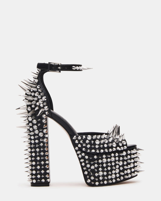 PUNK Black Platform Moto Block Heel Women's Heel