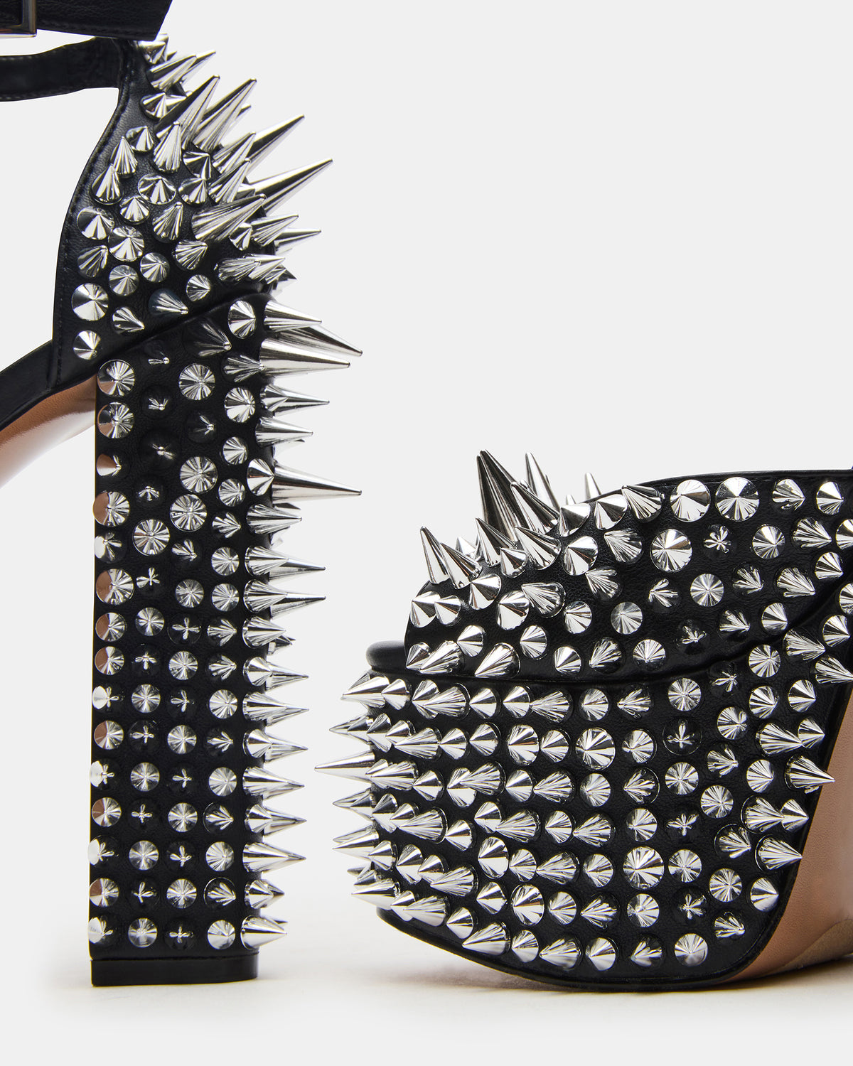 PUNK Black Platform Moto Block Heel Women's Heel