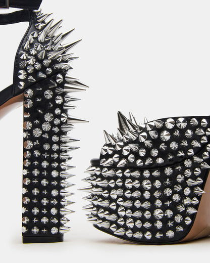 PUNK Black Platform Moto Block Heel Women's Heel