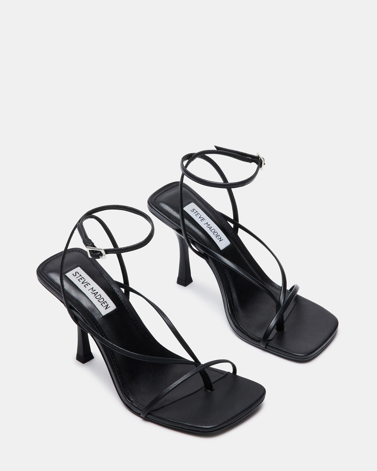 ANNIE Black Women's Strappy Square Toe Heel