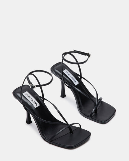 ANNIE Black Women's Strappy Square Toe Heel
