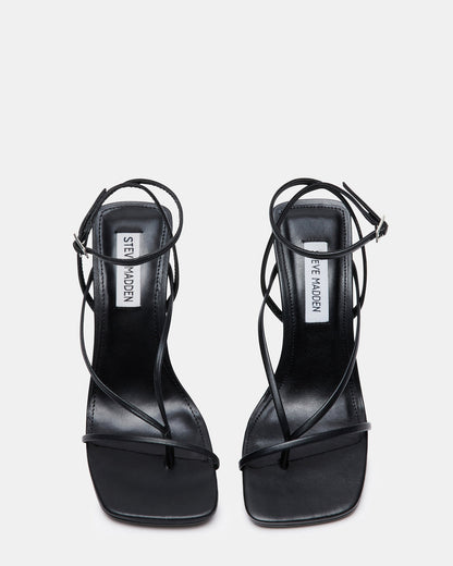 ANNIE Black Women's Strappy Square Toe Heel
