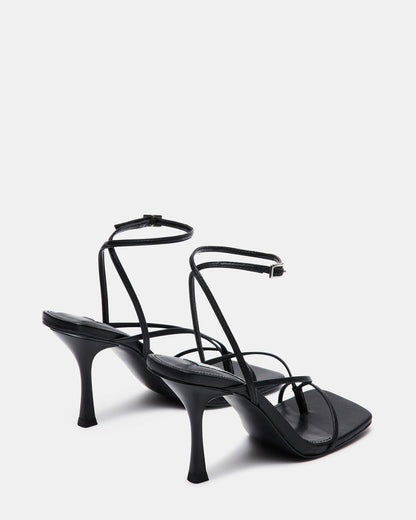ANNIE Black Women's Strappy Square Toe Heel