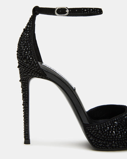 WILEY Black Rhinestone Women's Open Toe Stiletto Heel