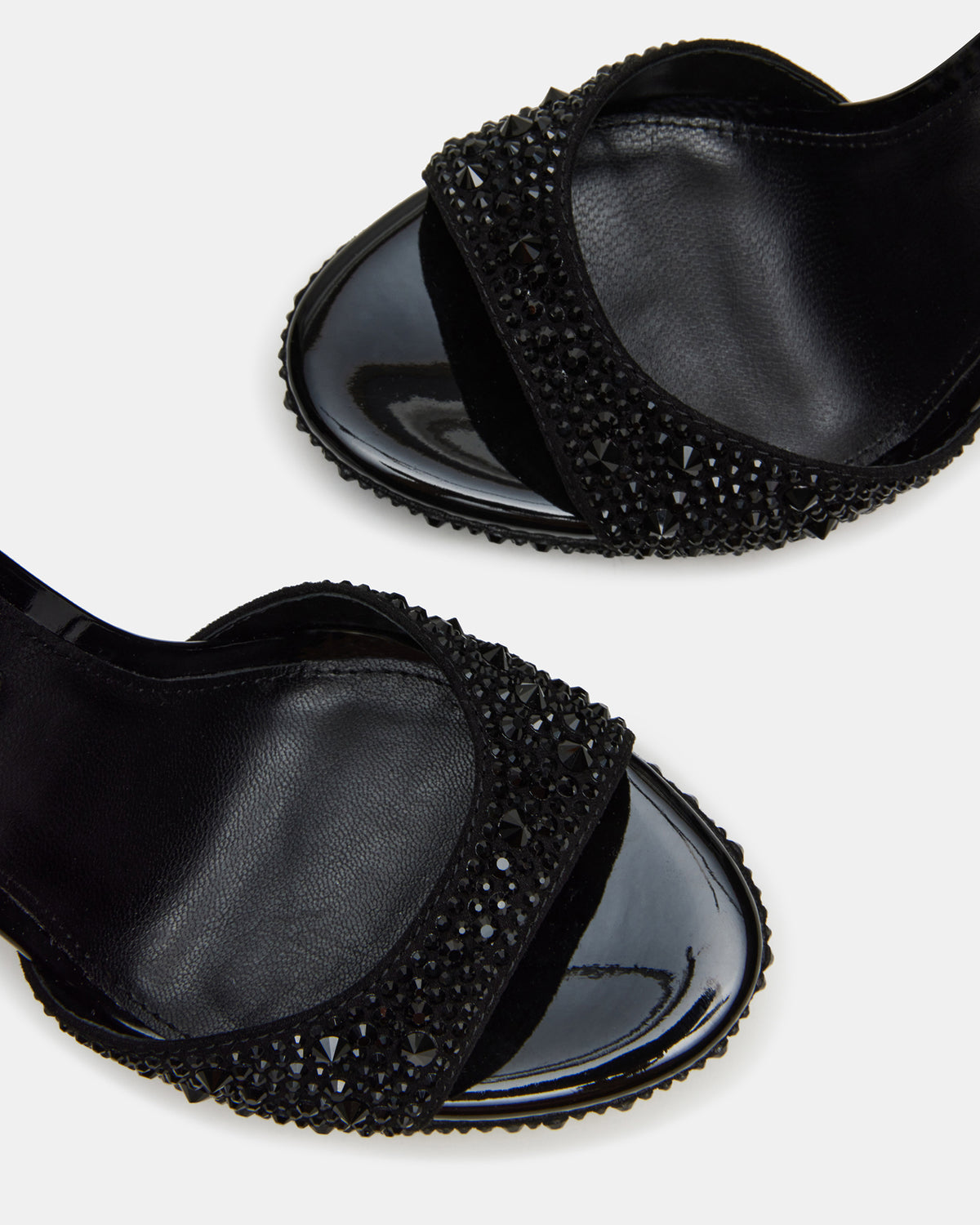 WILEY Black Rhinestone Women's Open Toe Stiletto Heel