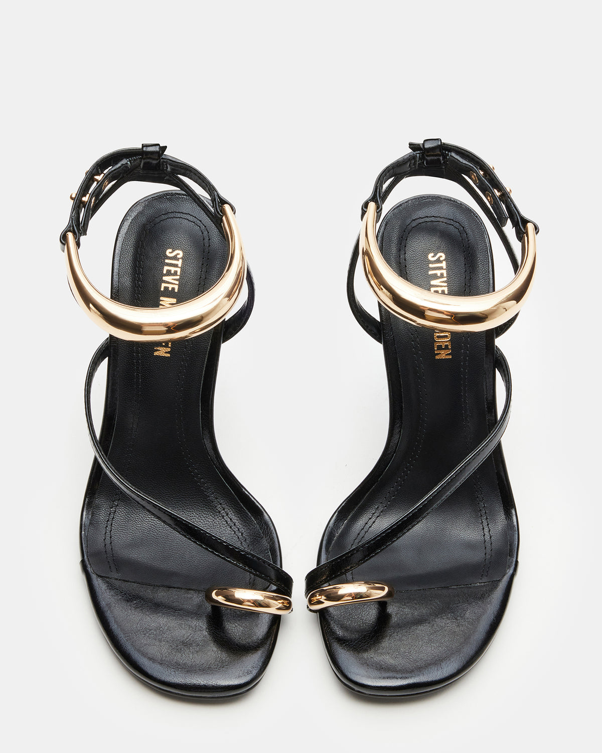 TIA Black Strappy Open-Toe Stiletto Women's Heel