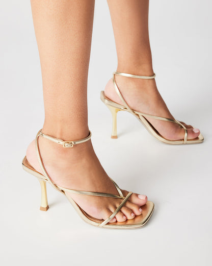 ANNIE Champagne Women's Strappy Square Toe Heel