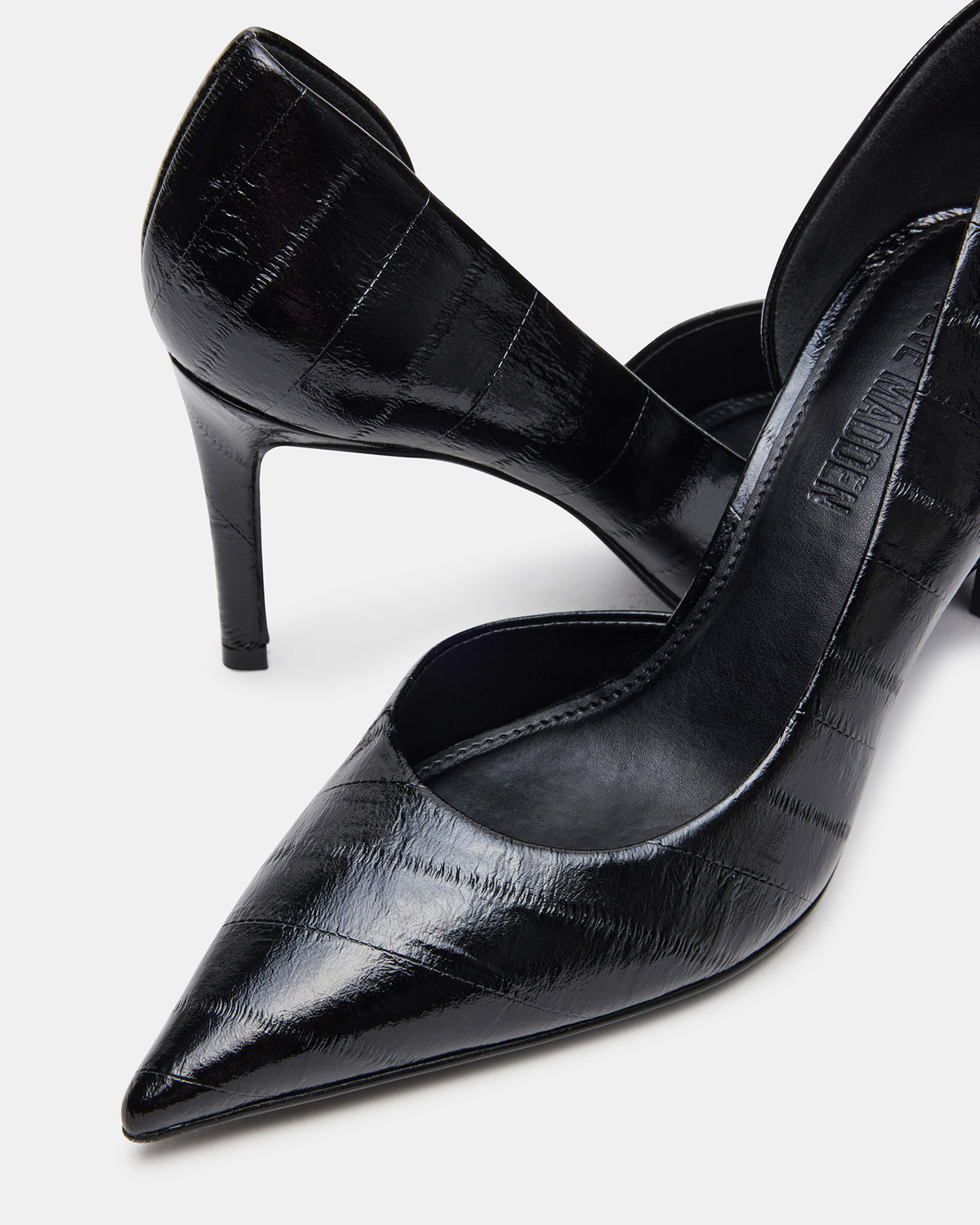 NULA Black Eel Pointed-Toe Stiletto Pump Women's Heel