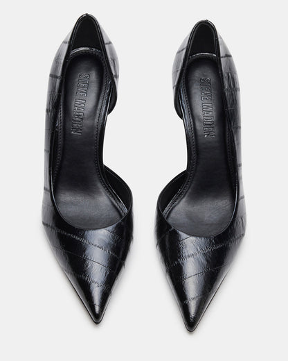 NULA Black Eel Pointed-Toe Stiletto Pump Women's Heel