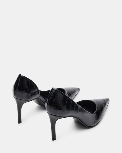 NULA Black Eel Pointed-Toe Stiletto Pump Women's Heel