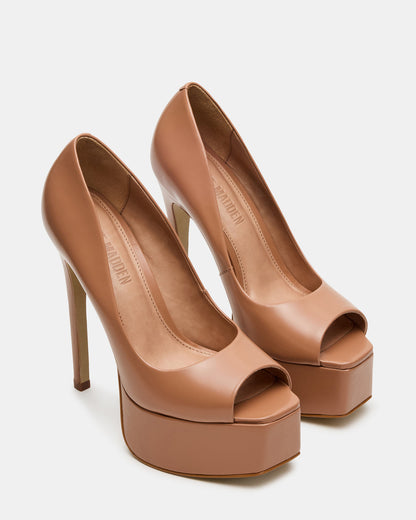 IVES Blush Box Leather Platform Square-Toe Stiletto Women's Heel