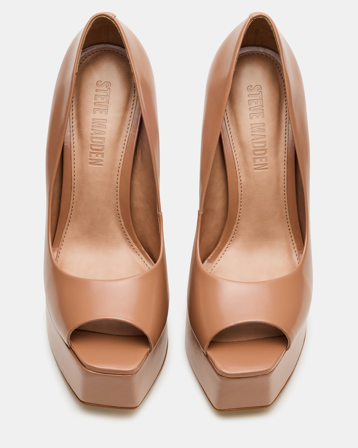 IVES Blush Box Leather Platform Square-Toe Stiletto Women's Heel