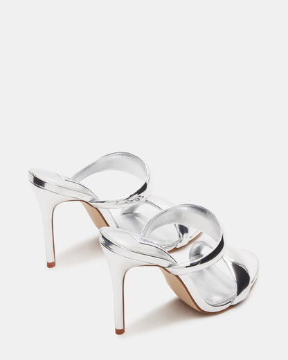 SATURN Silver Stiletto Mule Women's Heel