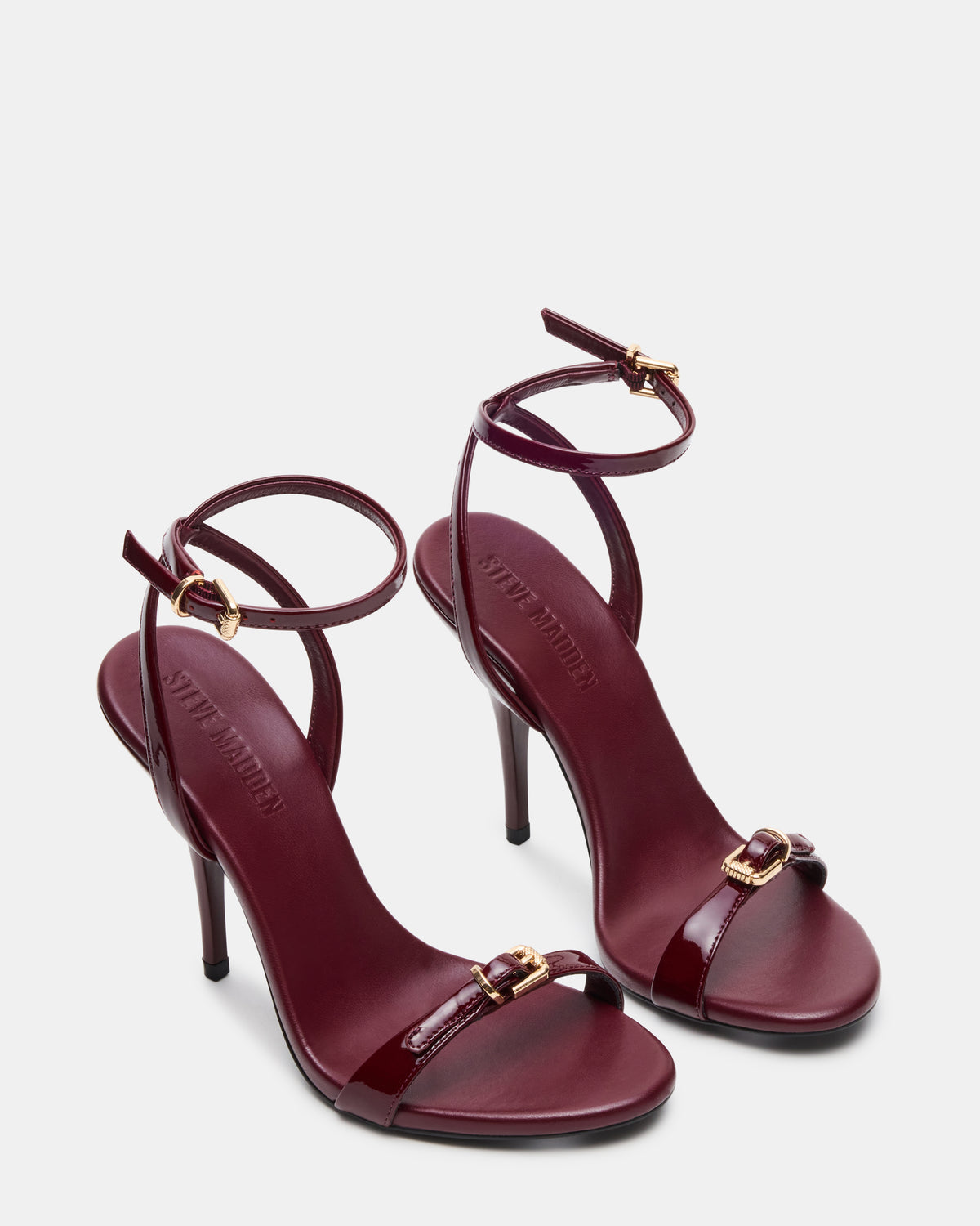 FOXX Burgundy Patent Strappy Stiletto Open-Toe Women's Heel