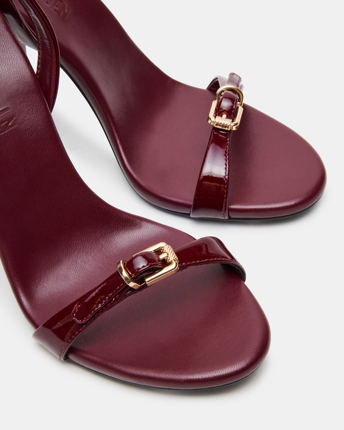 FOXX Burgundy Patent Strappy Stiletto Open-Toe Women's Heel
