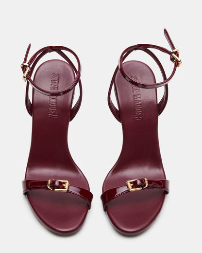 FOXX Burgundy Patent Strappy Stiletto Open-Toe Women's Heel