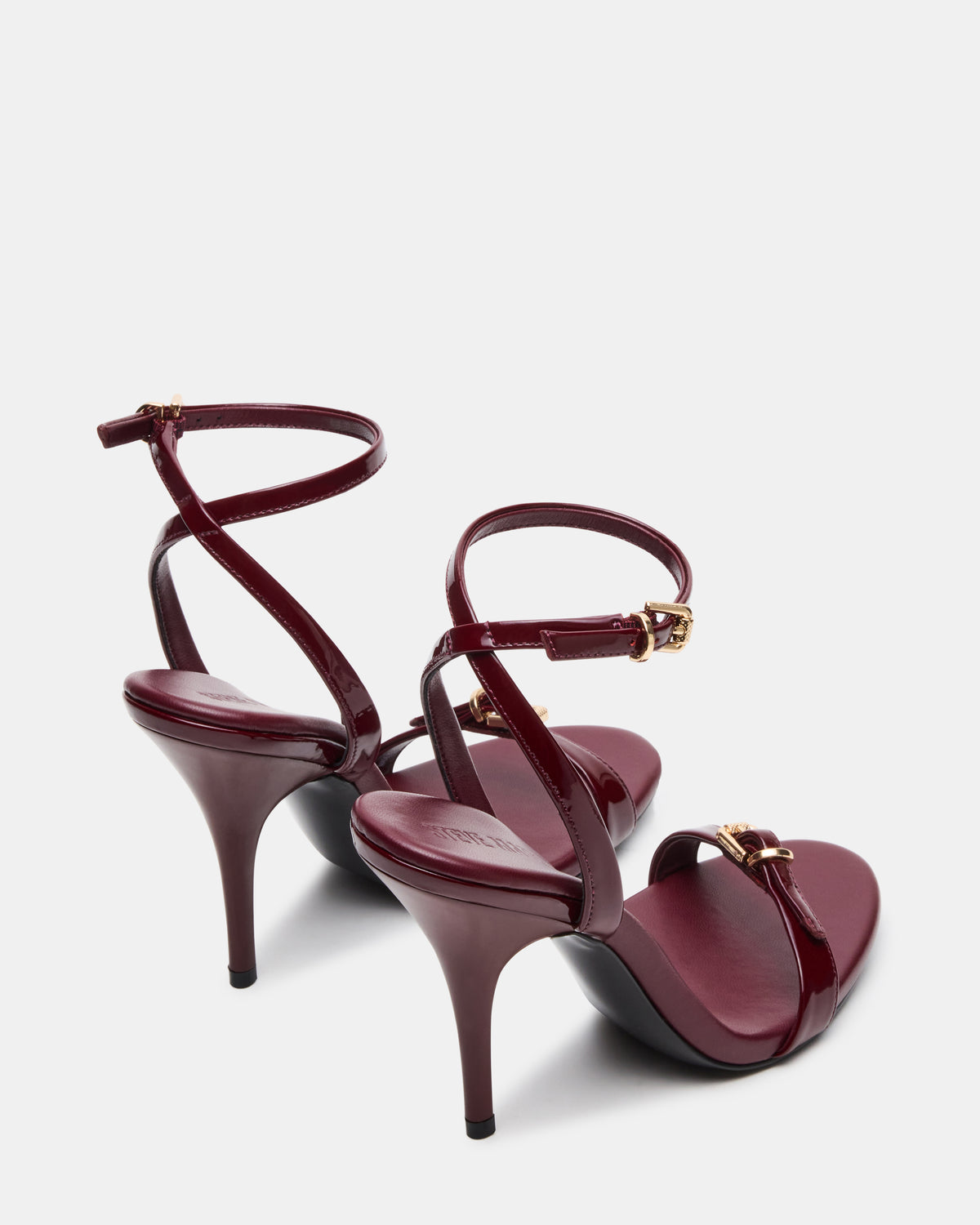 FOXX Burgundy Patent Strappy Stiletto Open-Toe Women's Heel