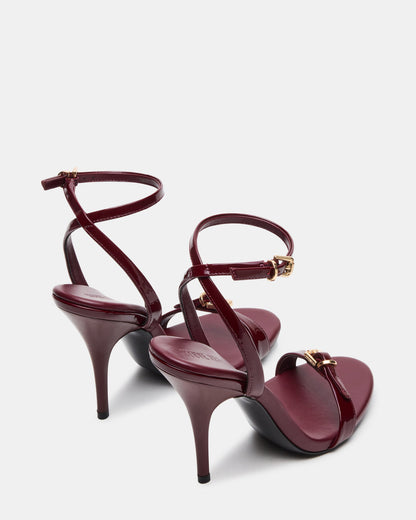 FOXX Burgundy Patent Strappy Stiletto Open-Toe Women's Heel
