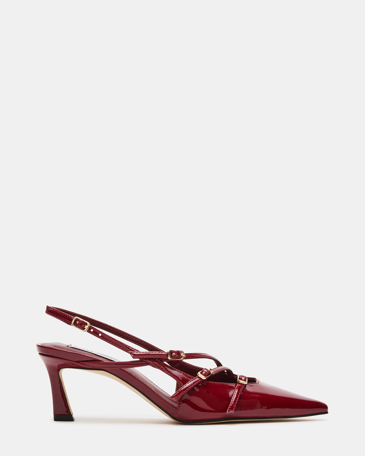 LIANA Wine Patent Women's Slingback Pointed-Toe Low Heel