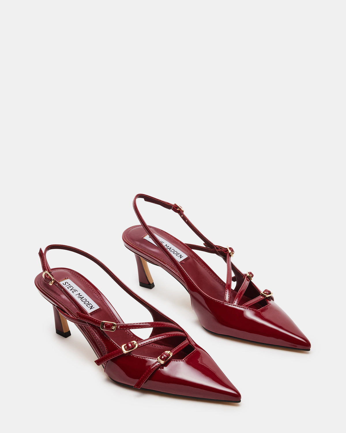 LIANA Wine Patent Women's Slingback Pointed-Toe Low Heel