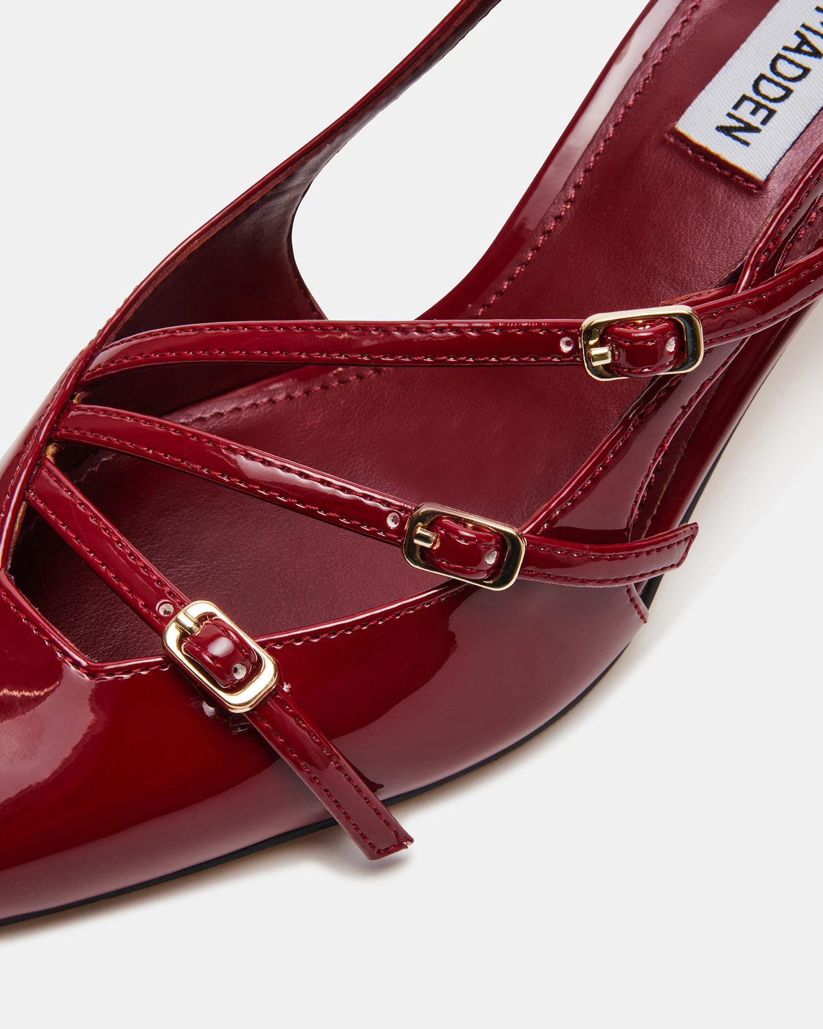 LIANA Wine Patent Women's Slingback Pointed-Toe Low Heel