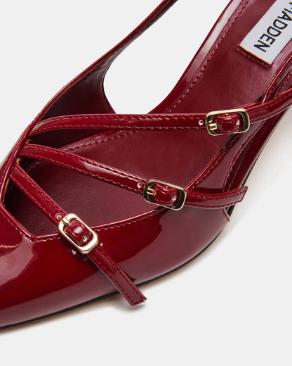 LIANA Wine Patent Women's Slingback Pointed-Toe Low Heel