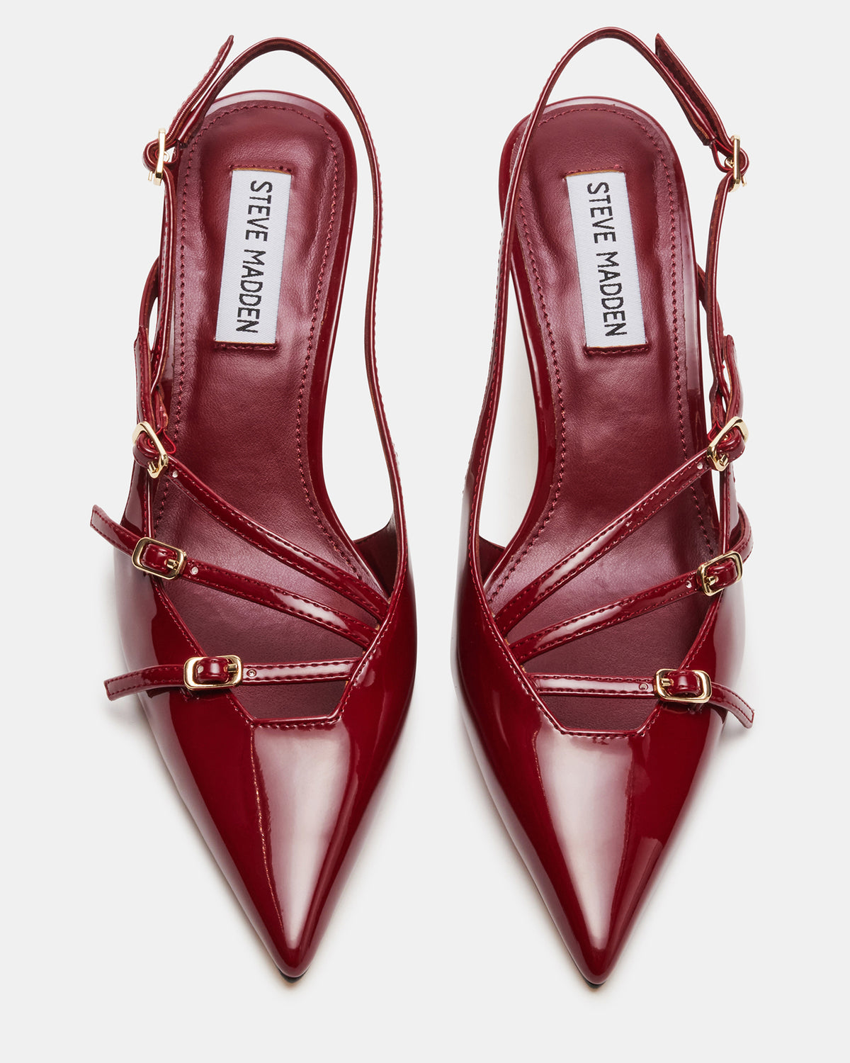 LIANA Wine Patent Women's Slingback Pointed-Toe Low Heel