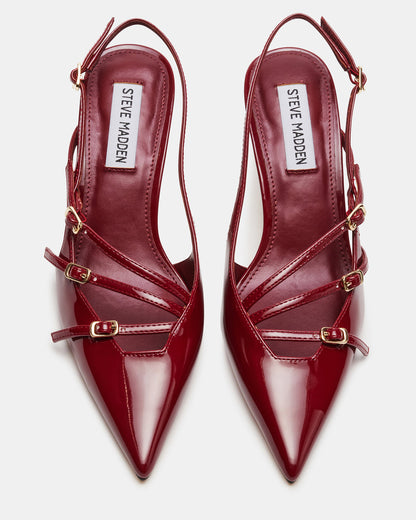 LIANA Wine Patent Women's Slingback Pointed-Toe Low Heel