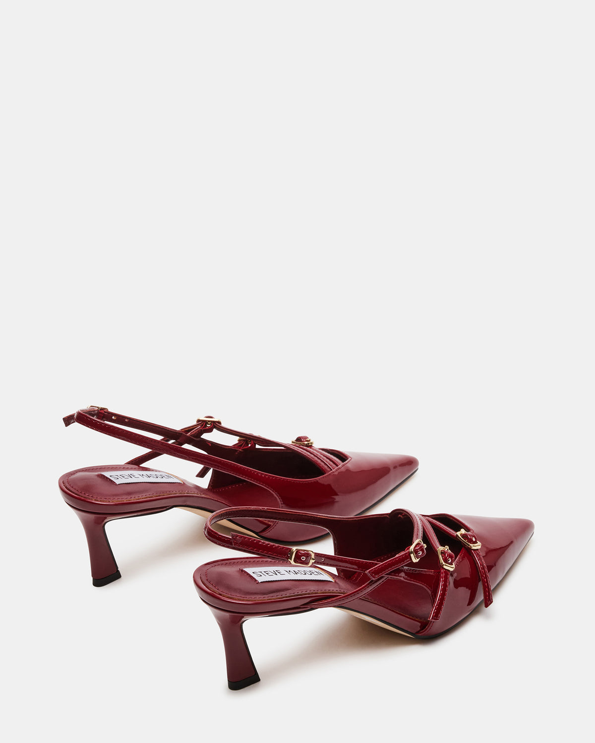 LIANA Wine Patent Women's Slingback Pointed-Toe Low Heel