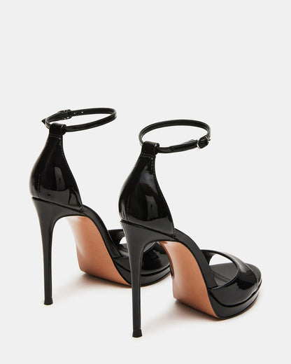 WILEY Black Patent Women's Open Toe Stiletto Heel
