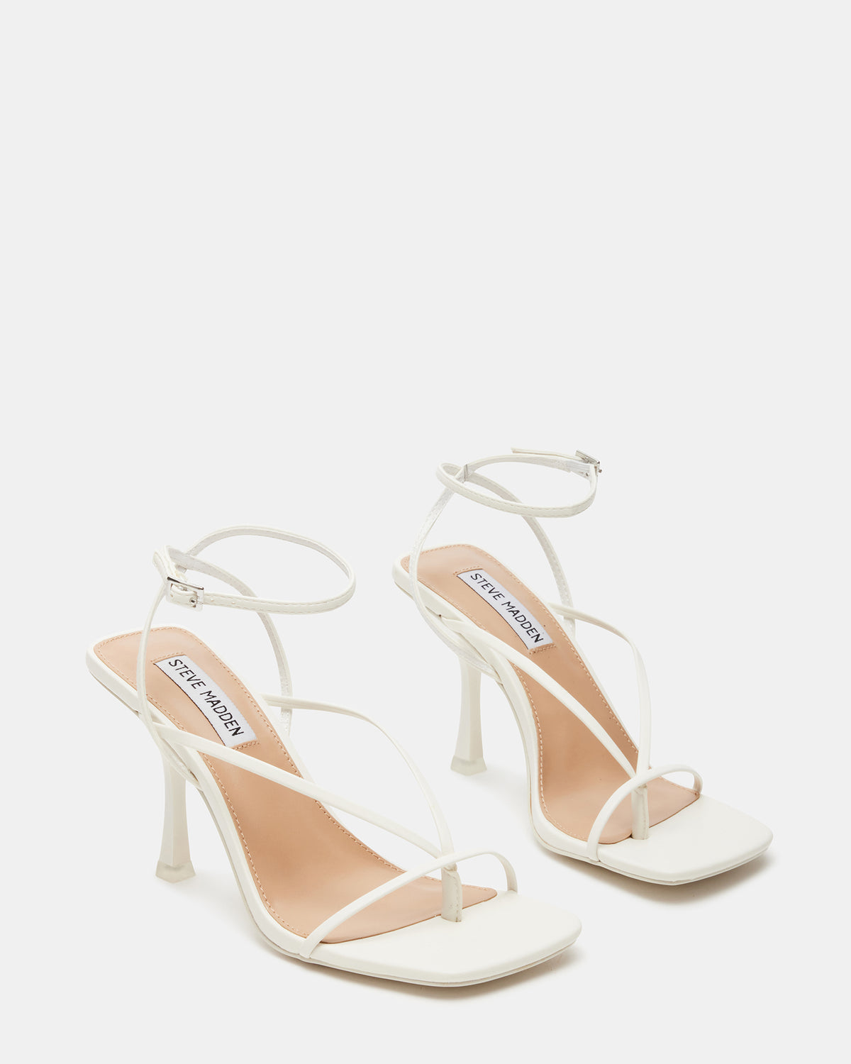 ANNIE White Women's Strappy Square Toe Heel