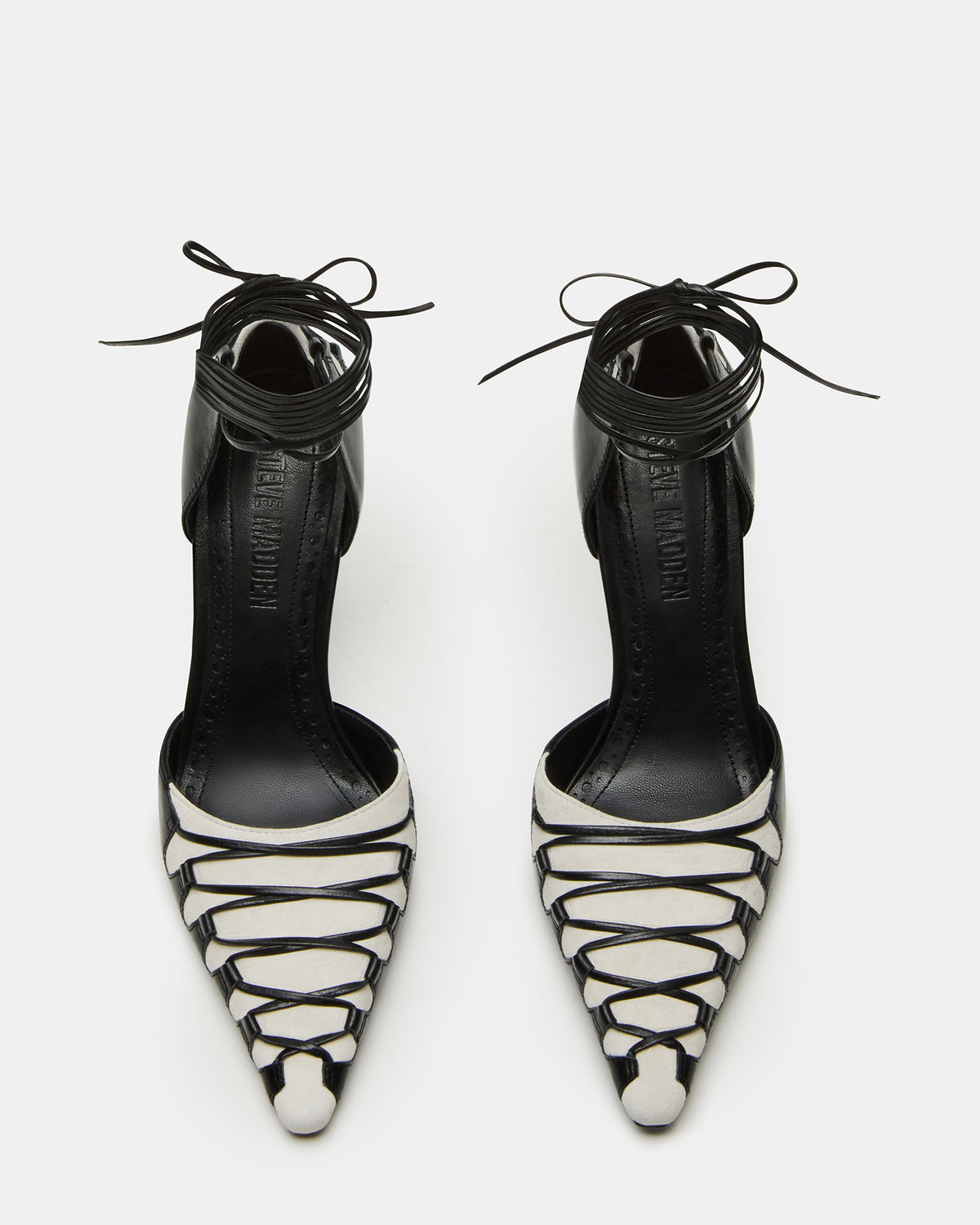 DANGER Black Multi Pointed-Toe Lace-Up Stiletto Pump Women's Heel