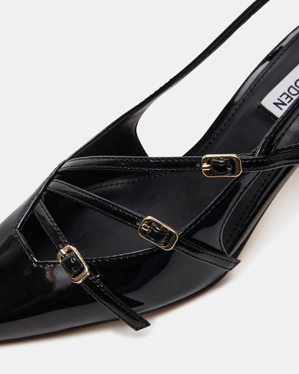 LIANA Black Patent Women's Slingback Pointed-Toe Low Heel