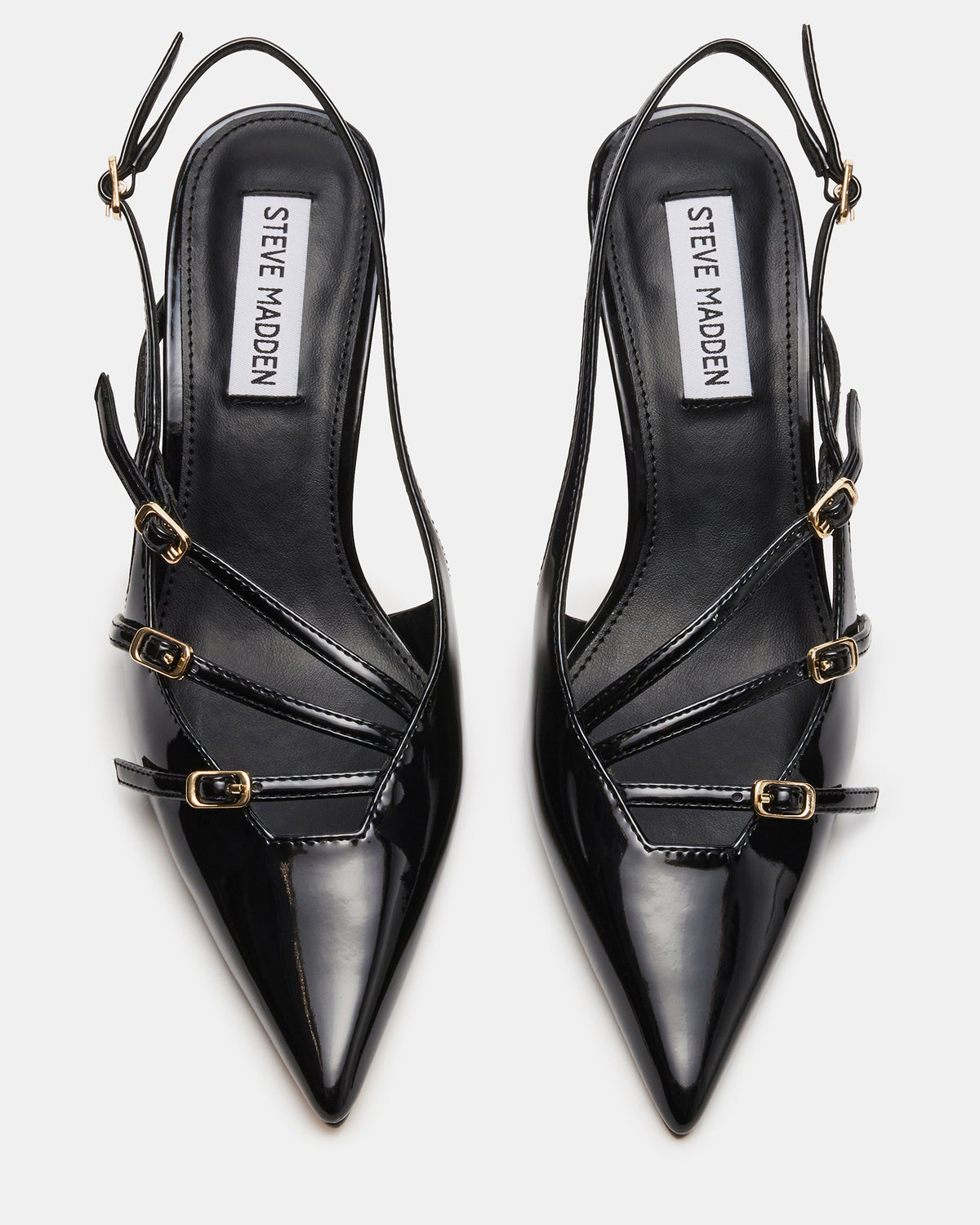 LIANA Black Patent Women's Slingback Pointed-Toe Low Heel