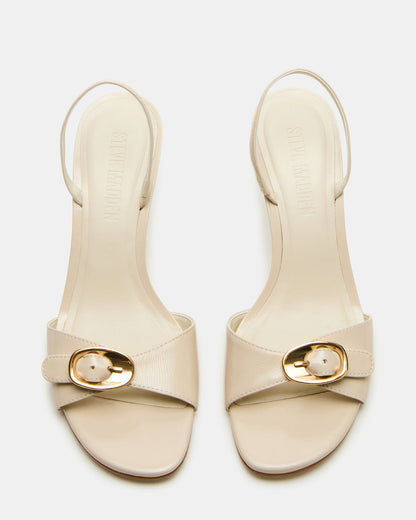 HENRIETTA Bone Leather Slingback Square-Toe Women's Heel