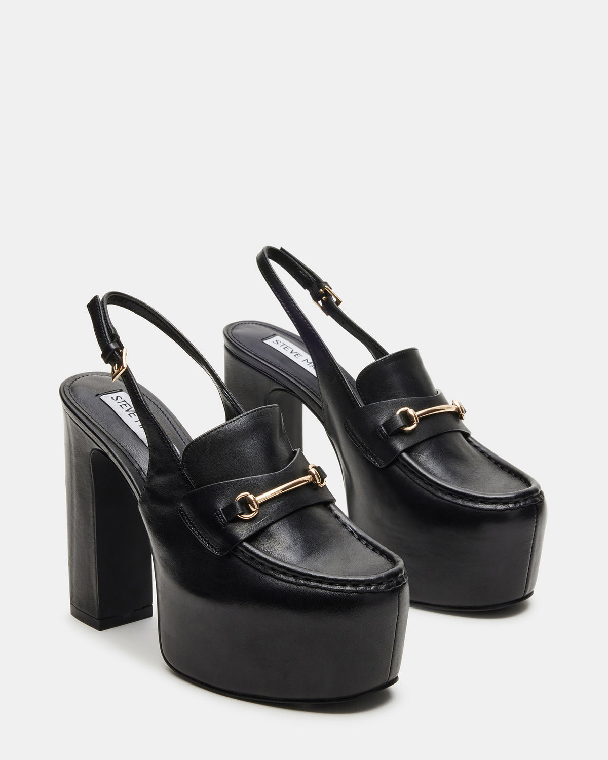 QUINN Black Leather Platform Slingback Heel | Women's Heels