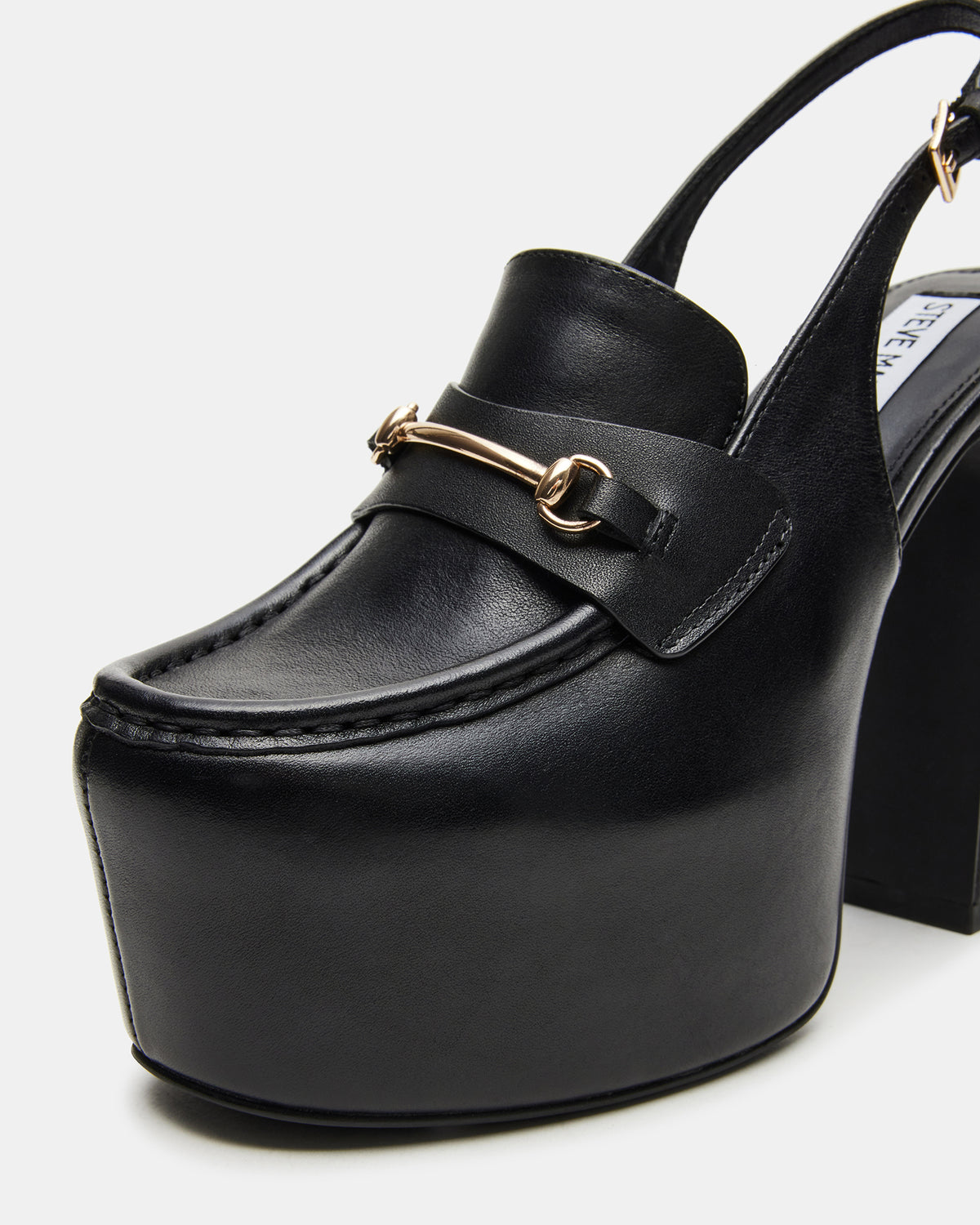 QUINN Black Leather Platform Slingback Heel | Women's Heels