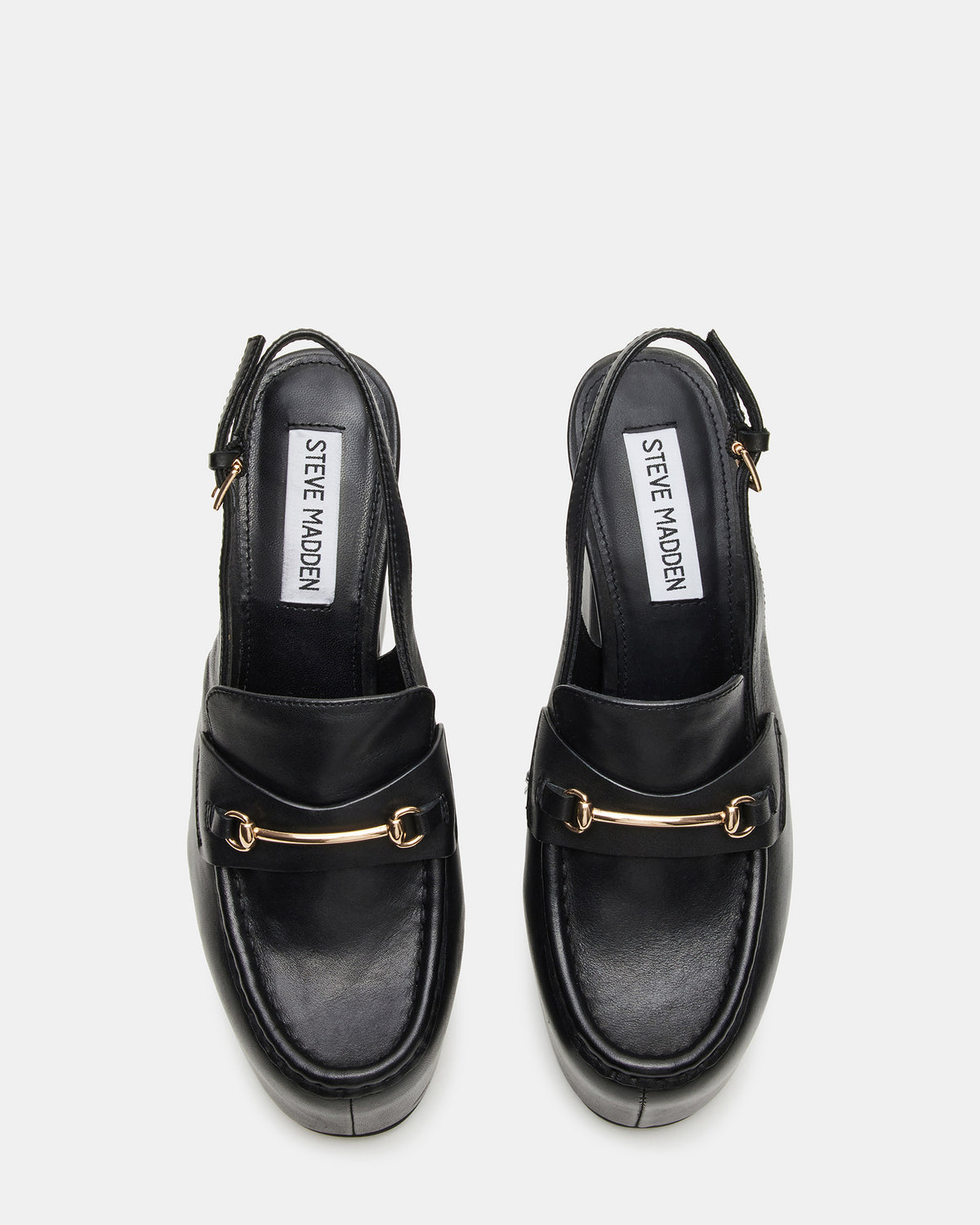 QUINN Black Leather Platform Slingback Heel | Women's Heels