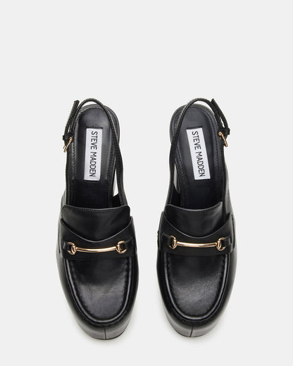 QUINN Black Leather Platform Slingback Heel | Women's Heels