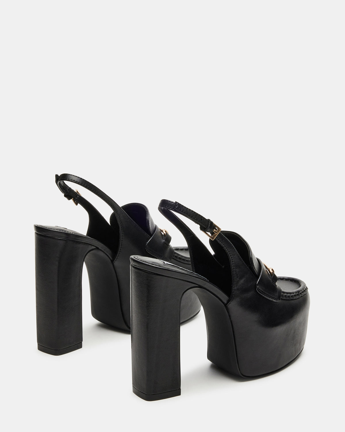 QUINN Black Leather Platform Slingback Heel | Women's Heels