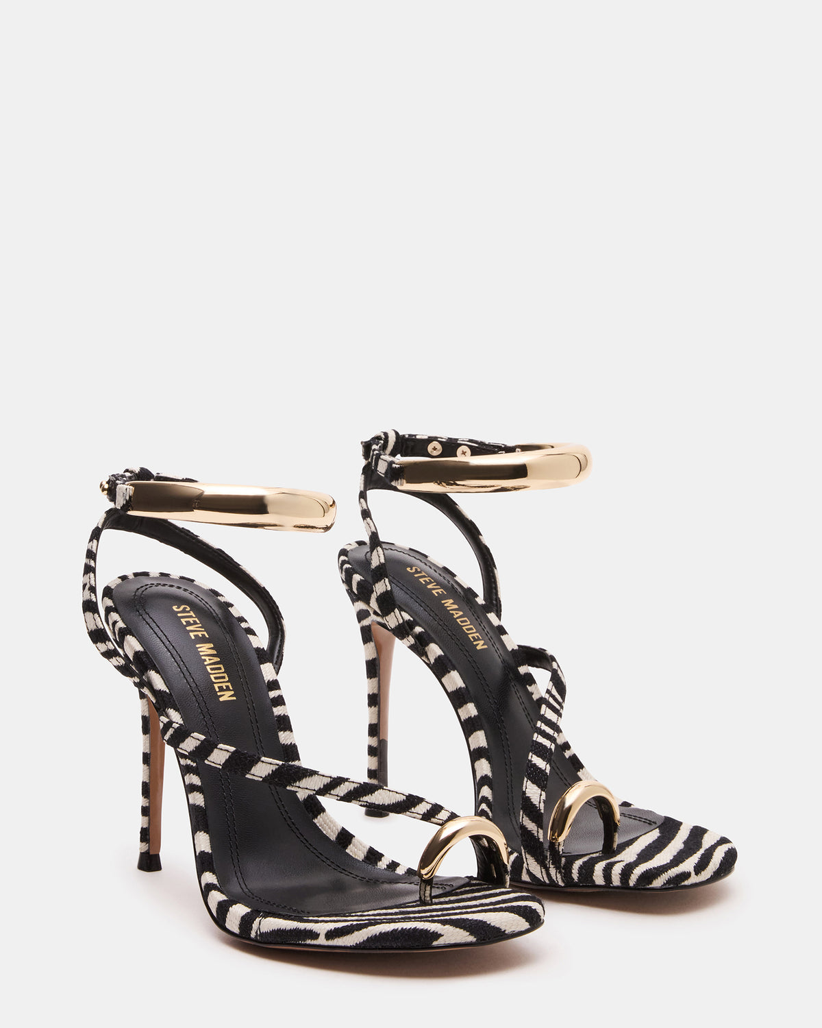 TIA Zebra Open-Toe Stiletto Women's Heel